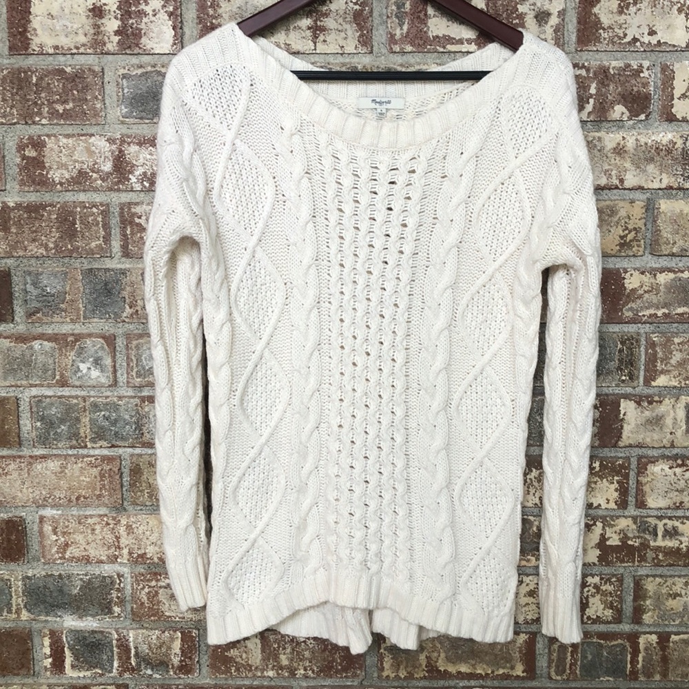 Madewell white cable knit sweater EUC